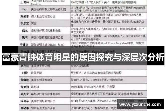 富豪青睐体育明星的原因探究与深层次分析